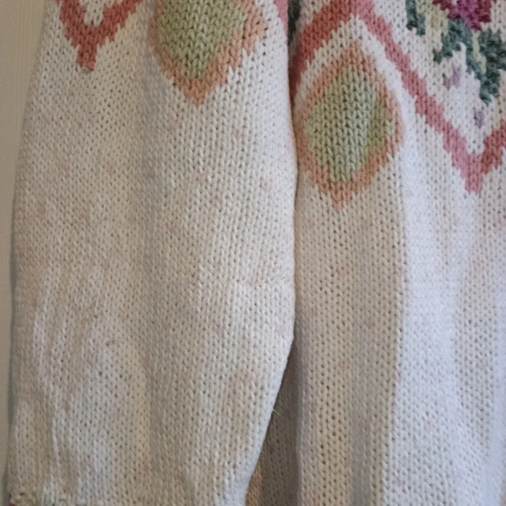 Vintage Jennifer Reed Cottagecore Grandpa Sweater Embroidered Chunky L Hong Kong - Picture 8 of 12